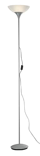 Reality, Lampadaire, Dezwo 1xE27, max.100,0 W Plastique, Blanc, Corps: metal, Titane Ø:230mm, H:180,0cm IP20,Interrupteur de cordon