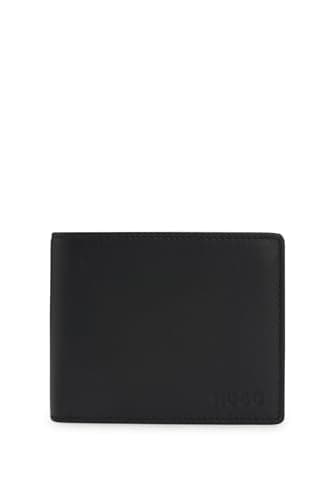 Hugo Hommes Subway Trifold Portefeuille en Cuir Micro grainé à Trois Volets et Poche pour la Monnaie