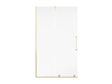 Vente-unique - Paroi de douche à l'italienne avec porte coulissante en métal style industriel - Doré - 120 x 200 cm - YOREM