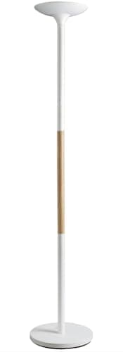 Unilux Pryska Lampadaire LED 40W 4000 Lumens à Variation d'Intensité lumineuse 180 x 34cm Blanc/Hêtre