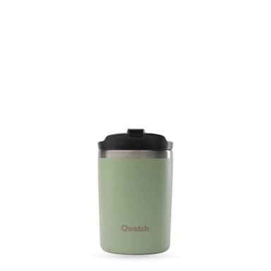 QWETCH - Travel Mug Isotherme - Vert Tilleul 240ml - Thermo Café & Thé en Inox - 6h Chaud et 12h Froid - Compacte & Étanche, Mug de voyage