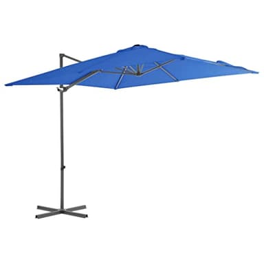 vidaXL Parasol Déporté avec Mât en Acier Parasol de Jardin Parasol de Patio Terrasse Extérieur Anti-UV Anti-décoloration Bleu Azuré 250x250 cm