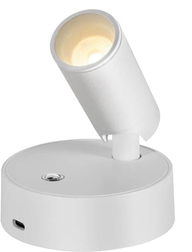 Applique Murale Interieur, Mini Spot LED Rechargeable avec Tactile, Luminosité Réglable, Lampe Murale sans fil pour Chevet de Chambre En Lisant , 2000 mAh, Autonomie Rotatif à 320°, Blanc 4000K