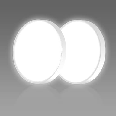 Ouyulong Plafonnier Led, Plafonnier Salle De Bain 18W 1620LM 4000K, Lampe LED Chambre, Luminaire Blanche IP44, Plafonnier Rond de 23cm Pour Chambre à Coucher Salle De Bain Salon Cuisine Bureau (2PCS)