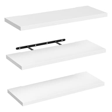 Amdoticknpf Lot de 3 Étagères Murales, Étagère Flottante Bois en MDF, Etagere Murale de 40 cm, Tablettes Flottantes de Rangement décorative avec Support Invisible, pour Salon, Cuisine, Chambre, Salle