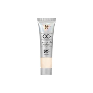 IT Cosmetics CC+ Crème, Fond de Teint Haute Couvrance SPF 50, Correcteur de Teint & Sérum Anti-Âge, Enrichi en Niacinamide & Acide Hyaluronique, Fini Naturel, Tous Types de Peau, 12 ml, Fair