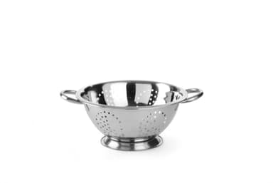 HENDI Passoire de cuisine, egouttoir, tamis pour la cuisine et le lavage des pâtes, des nouilles, des fruits, des légumes, des salades, rond, perforée, avec base et 2 poignées, ø240x(H)110 mm, Inox