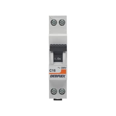 DEBFLEX - Disjoncteur 16A Phase + Neutre 3KA - Module Coupe-Circuit - Certifié NF - Installation dans Tableau Electrique - Gris