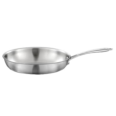 Cuisinox - Gourmet - Poêle 28 cm inox - Triply - Compatible tous feux dont induction - Acier Inoxydable 18/10 - Finition Satinée - Poignée Fixe - Sans PFAS, PTFE, PFOA - Made in France