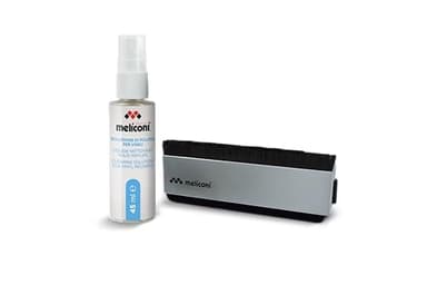 Meliconi - Kit de Nettoyage pour vinyles - Brosse Double Face Velours et Fibre de Carbone + Solution de Nettoyage 45ml