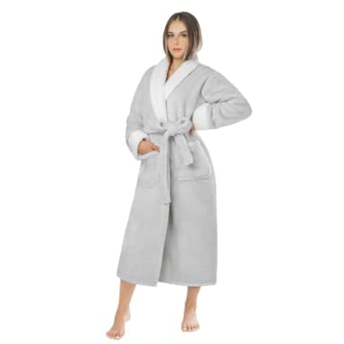 LEBENGOOD Robe de Chambre Femme Hiver, Peignoir Polaire, Sortie de Bain Chaude, OEKO-TEX®,Perla M