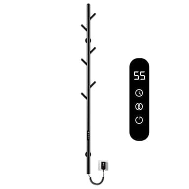 Seche Serviette, Noir Seche Serviette Electrique Soufflant, 95W, 1500x112mm, Sèche-Serviettes Électrique, avec Timing, Contrôle de la Température, Étanchéité IPX5, Économie d'énergie-G02 Black