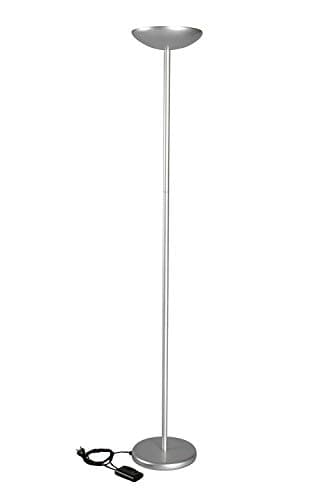 MAUL lampe halogène MAULsky 183cm hauteur | Intensité lumineuse variable en continu | Lampe sur pied avec interrupteur au pied | Lampadaire pour salon, bureau ou étude | 2250 lm | Argenté
