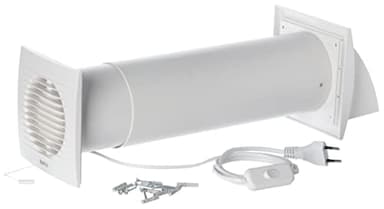 Steinberg14 Unite de VMC Décentralisée 100 mm - Blanc Récupérateur de Chaleur avec Câble et Cordon de Serrage - Kit VMC Double Flux - Répartiteur d'air - Système de Ventilation Murale