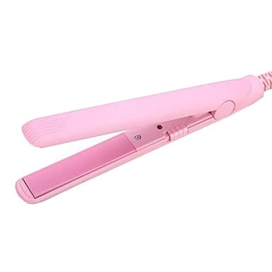 GERUI Mini fer à lisser 2 en 1 - Barre droite - Plaque chauffante en céramique - Fer à boucler plat portable - Pour femme - Cheveux courts - Bart (rose)