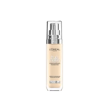 Fond de teint liquide L'Oréal Paris True Match, soin de la peau infusé à l'acide hyaluronique, SPF 17, disponible en 40 teintes, lin 1,5 N, 30 ml (l'emballage peut varier)