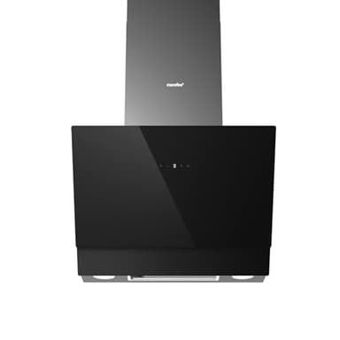 COMFEE' ANGJ72B Hotte aspirante A+++ 60 cm 650 m³/h Hotte Inclinée en verre trempé et en acier inoxydable, contrôles tactiles et gestuelles, 4 niveaux de vitesse, LED, recyclage de l'air, Noir