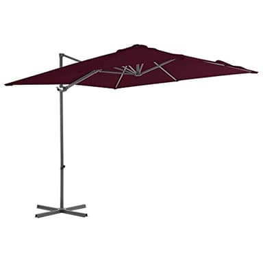 vidaXL Parasol déporté avec mât en acier bordeaux 250 x 250 cm, grand