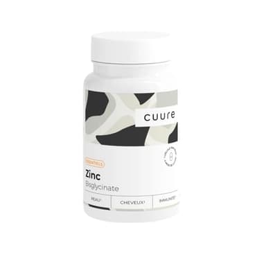 Zinc Bisglycinate [15mg] - CUURE - 120 jours - Haute Absorption et 100% Pure - Immunité, Cheveux & Peau (acné) - Fabriqué en France