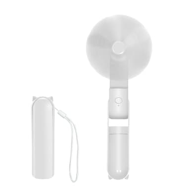 Jsdoin Mini Ventilateur Portable, Pliable Rechargeable Main USB Portatif Portable Ventilateur De Bureau, 3 Vitesses Avec Batterie Externe, pour Bureau, Extérieur(Blanc)