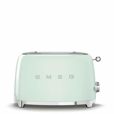 Smeg, Grille-pain 2 Tranches TSF01PGEU, 2 Fentes 36 mm, 6 Niveaux de Brunissage, Fonction Chauffage, Décongélation et Bagel, Éjection Automatique du Pain, Ramasse Miettes, 950 W, Vert Pastel
