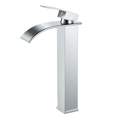 Coleniny Robinet Lavabo Cascade Haut, Mitigeur Lavabo Haut avec Bec Hauteur 232mm, Robinet de Lavabo pour Salle de Bain, Mitigeur Cascade pour Lavabo à Poser, Robinet Salle Bain Haut Chromé