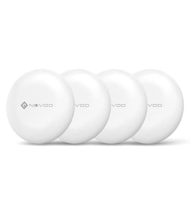 NOVOO Smart Tag, Étiquette Bluetooth pour Apple & Google Find My, Alarme 80dB, Étanche IPX5, Pile Remplaçable, Parfait pour Clés, Valises Et Sacs, 4 Pack