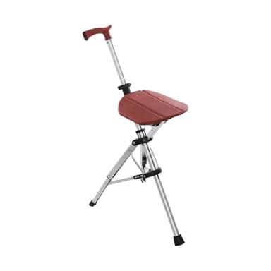 Canne 2 en 1 avec siège, cadre en aluminium ultra léger et tabouret pliant robuste (jusqu'à 120 kg), design pliable, idéal pour les voyages et le tourisme, rouge