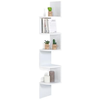 IDMarket - Etagère Murale d'angle ISA 5 Niveaux Blanche