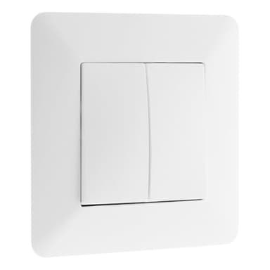Zenitech - Interrupteur Va-et-Vient Double 10A Artezo - Blanc - Appareillage Encastré Prêt à Poser - Moteur Compact - Facilité de Câblage - Façade Réglable pour Surface Irrégulière - Plaque 86 x 86 mm