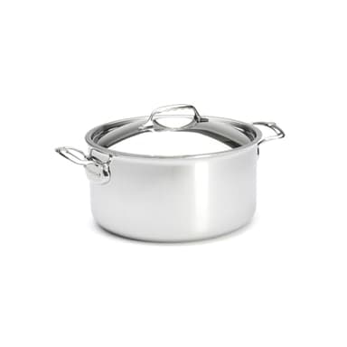 De Buyer - Faitout en inox 5 couches AFFINITY avec couvercle en inox - 28 cm - Fabriqué en France, Sans PFAS, Montée Rapide en Température, Inox 18/10, Tous Feux + Four, Finition Poli Brillant