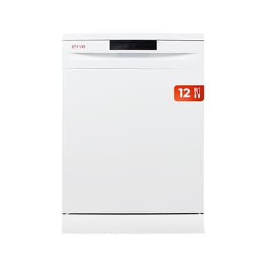 EVVO Lave-vaisselle 60 cm D1, 12 couverts, 5 programmes, plateau réglable, panneau caché (standard - 60 cm, blanc)