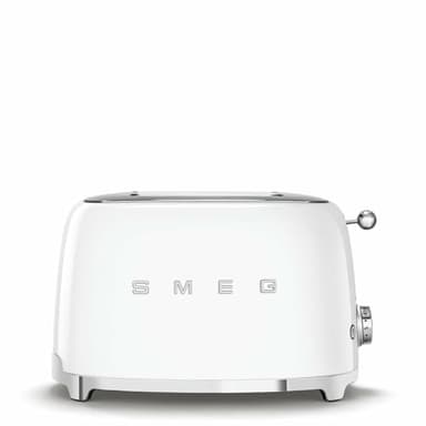 Smeg, Grille-pain 2 Tranches TSF01WHEU, 2 Fentes 36 mm, 6 Niveaux de Brunissage, Fonction Chauffage, Décongélation et Bagel, Éjection Automatique du Pain, Ramasse Miettes, 950 W, Blanc