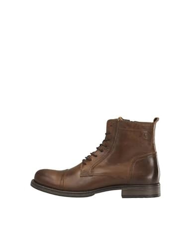JACK & JONES Jfwrussel Leather Cognac 19, Bottes Motardes Homme, Marron (Cognac Cognac), 41 EU