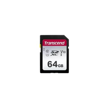 Transcend SDC300S Carte mémoire SDXC 64GB UHS-I, C10, U3, V30, 4K, Full HD, Jusqu'à 95/40 MB/s (Idéal pour appareils photo numériques) avec emballage Frustration Free - TS64GSDC300S-E2