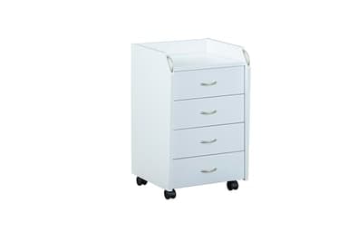 Inter Link - Caisson à roulettes avec tiroirs - Caisson de bureau fixe - Armoire à roulettes Commode de bureau 4 Blanc - Pronti