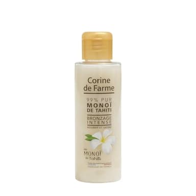 Corine de Farme, Huile de soin pour le corps, 110 ml, 99% Pur Monoï de Tahiti, unisexe, parfum floral, hydrate et nourrit la peau, idéal pour bronzage intense, compatible tout type de peau