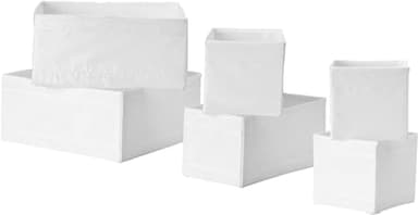 SKUBB Lot de 6 boîtes de rangements Blanc 14 x 14 x 13 cm, 28 x 14 x 13 cm et 28 x 28 x 13 cm (2 de chaque)