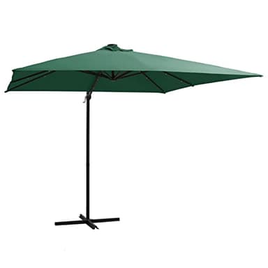 Iiaky Parasol déporté avec LED et mât en Acier 250x250 cm Vert,Parasol De Jardin Exterieur,Protection UV,Parasol,