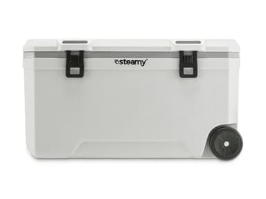 Steamy Marine 120 Roller, Glacière avec roulettes spécialement pour Bateaux et Sports Nautiques, 120 litres, Blanc