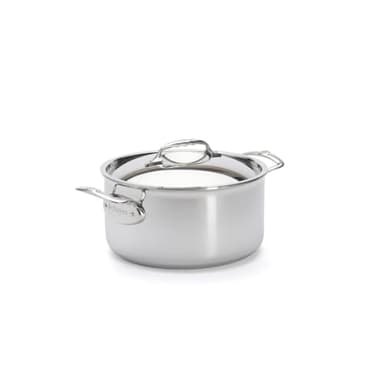 De Buyer - Faitout en inox 5 couches AFFINITY avec couvercle en inox - 24 cm - Fabriquée en France, Sans PFAS, Montée Rapide en Température, Inox 18/10, Tous Feux + Four, Finition Poli Brillant