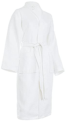 Brandsseller Peignoir Homme & Femme Coton Unisexe Léger Tissu Nid d'Abeille - blanc - S