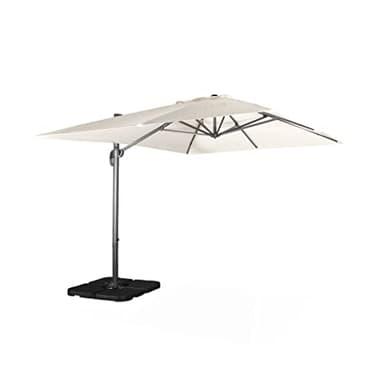 Alice's Garden - Parasol déporté rectangulaire écru 3x4m + dalles à lester 50x50cm