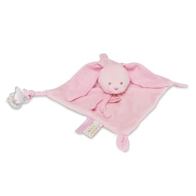 BABY NAT' - Peluche Lapin Misty Rose 20 cm - Doudou Bébé Coton Bio Certifié Oeko-Tex - Idée Cadeau Naissance Filles et Garçons - Boîte Cadeau Incluse - Lavable en Machine - BN0616
