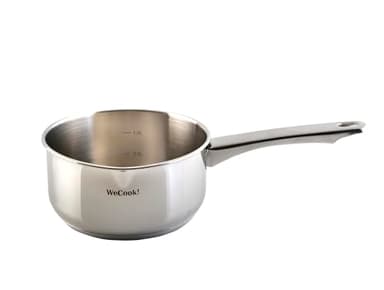 Wecook! Casserole en acier inoxydable 18/10 avec bec verseur et échelle de mesure pratique, Ø 14 cm, cap. 1,1 lit., adaptée à tous les types de cuisinières dont induction