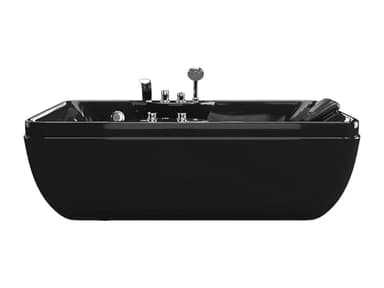 Vente-unique - Baignoire balnéo noire - 1 place - 140L - 150 x 75 x 54,5 cm - Angle gauche - GAVINO