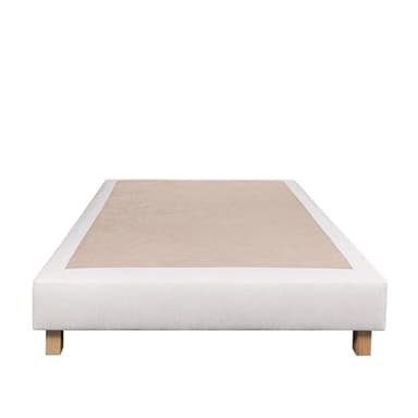 Luxury Literie Sommier tapissier 160x200, Beige, Gamme Prestige Hôtel, Bois Massif + Pieds offerts