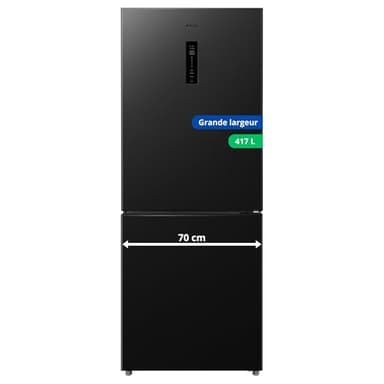GEDTECH Réfrigérateur combiné GCB417NFDX 417L - Grande largeur 70cm - congélateur bas - No Frost - Dark inox
