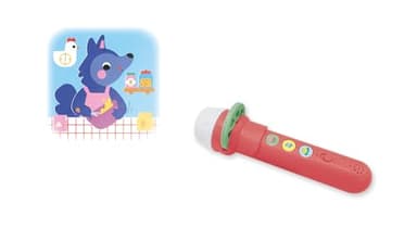 Janod - Lampe Sonore Merveilleuse - Loup Y est-tu ? - Conteuse d'Histoire Enfant - Lampe Enfant Disponible en 4 Univers - Boite à Histoire pour Enfant Evolutive - Activité Enfant 3 Ans et +