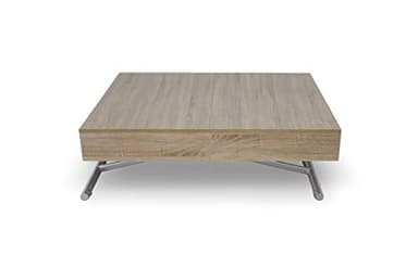 Menzzo Table Basse relevable Extensible en Bois| Table escamotable réglable en Hauteur et en Longueur | Bois, Chêne Clair, Metal| Pliée : 120 x 80 x 40 cm Dépliée : 80 x 190 x 75 cm Taille Unique
